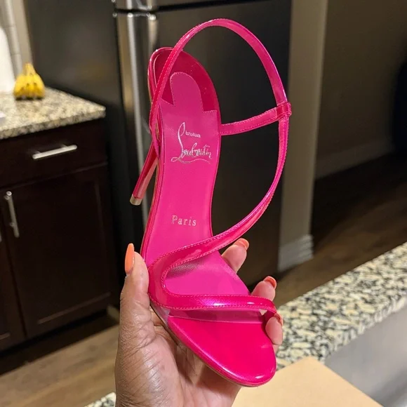 Christian Louboutin Vibrant Pink Strappy Heels - Picture 3 of 5